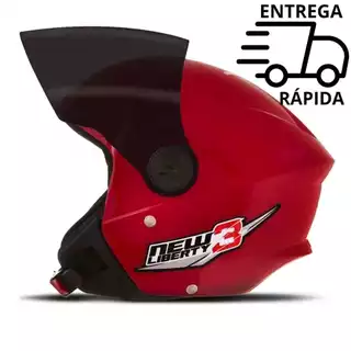 CAPACETE NEW LIBERTY 3 THREE ABERTO COM VISEIRA CRISTAL OU FUME MASCULINO E FEMININO