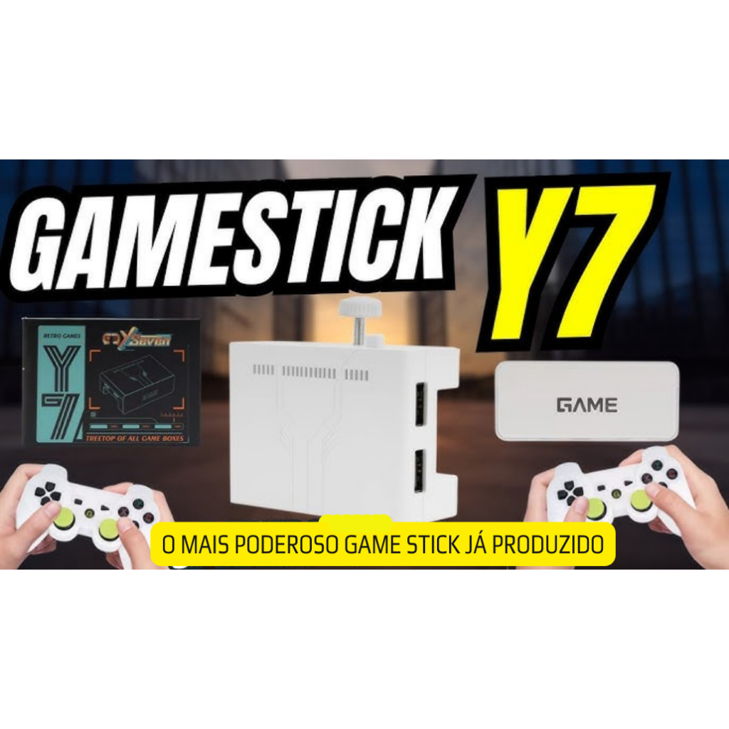 Game Stick Y7 Original 128+64GB Lançamento Videogame +2 Controles Modernos de Bateria Recarregável