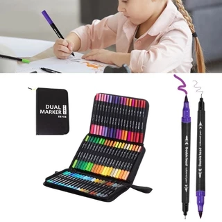 kit 48 Ponta De Pincel Colorido Fina Caneta De Tinta Acrílica Com Estojo De Armazenamento Zíper