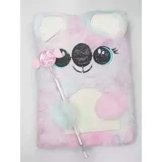 Kit Caderno Escolar de Pelúcia Mais Caneta Tema Coala