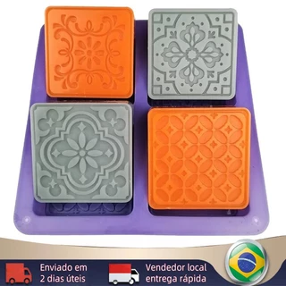 Forma Quadrada Silicone Sabonete Saboaria Artesanal Arabesco