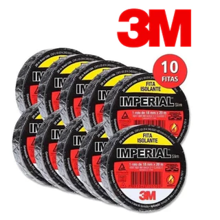 Kit 10 Fita Isolante 3m Imperial 18mm X 20m Preta