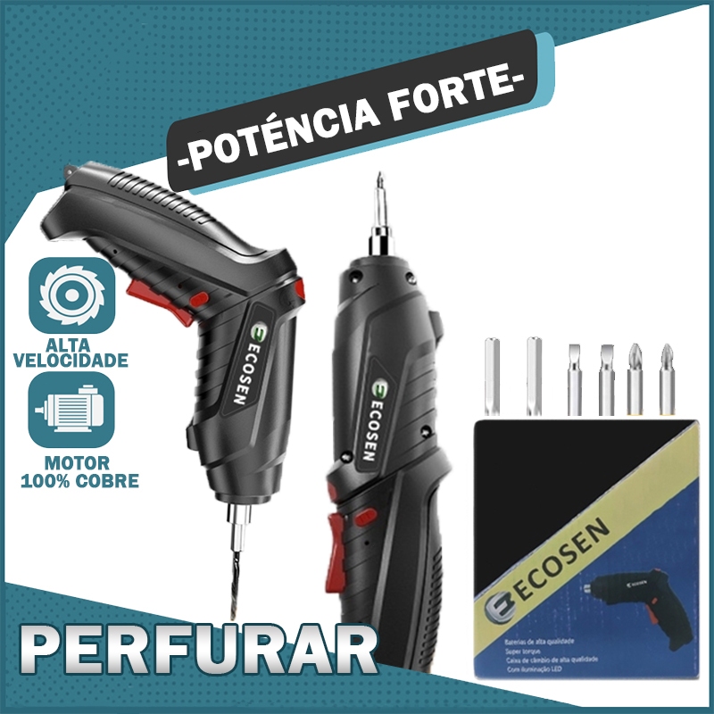 kit Parafusadeira/furadeira 3 Pçs À Bateria Carregador Usb (Dupla posição)