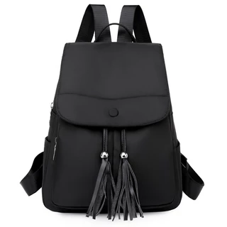 Mochila Escolar Feminina Impermeável Nylon Casual Espaçosa Preta Mochila De Faculdade