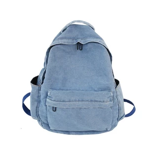 Mochila Feminina Jeans Casual De Alta Qualidade Grande