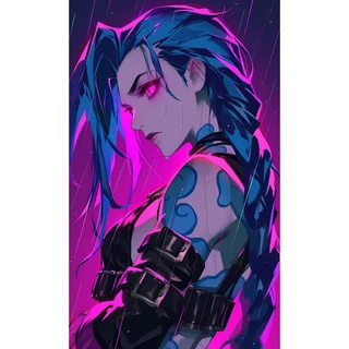 JINX - Quadro Decorativo em Mdf - Medidas 60x40cm - Anime - Game - Decoração - League of Legends