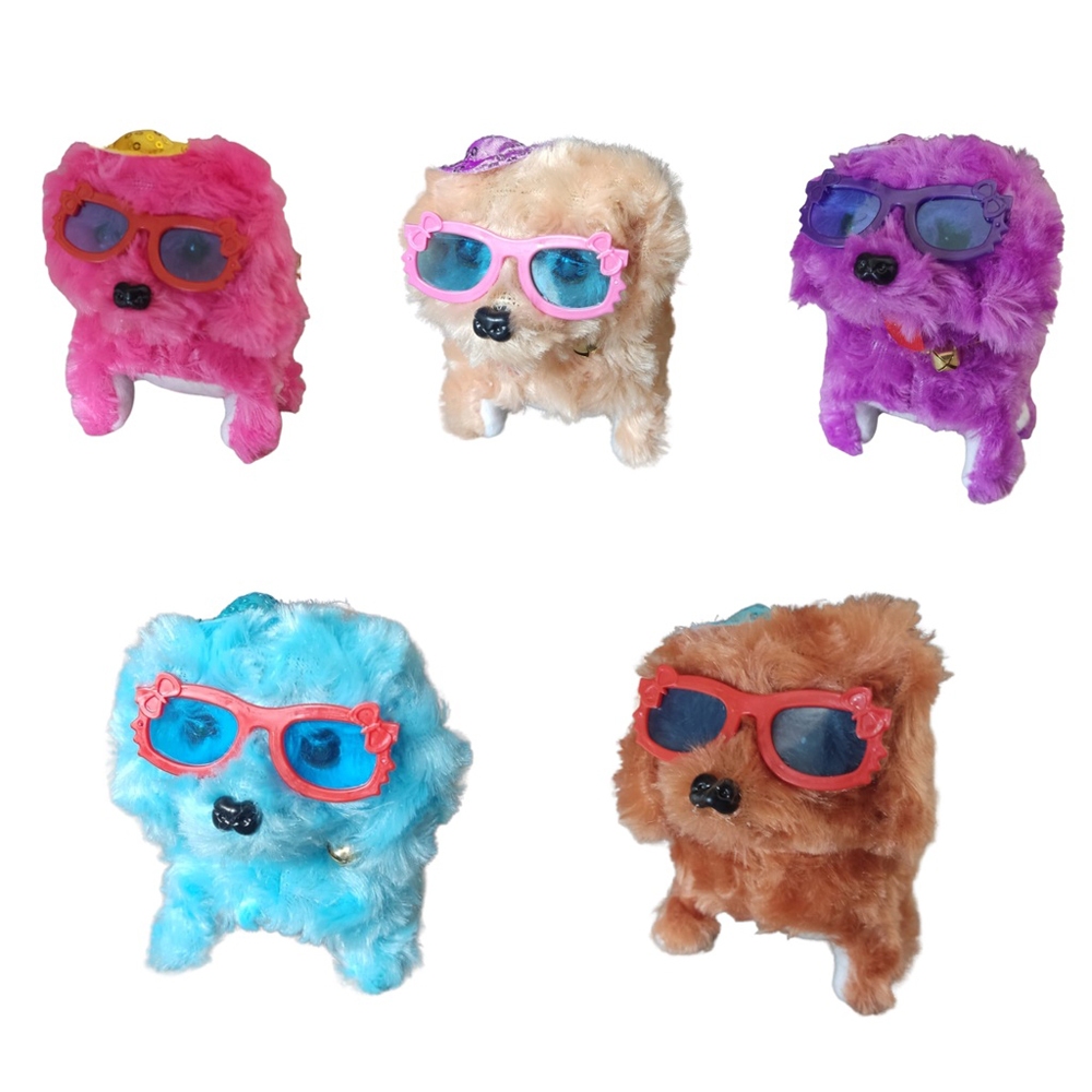 Brinquedo Cachorrinho Cachorro Anda Divertido Bebê Bicho de Estimação a Pilha com Óculos e Acessório