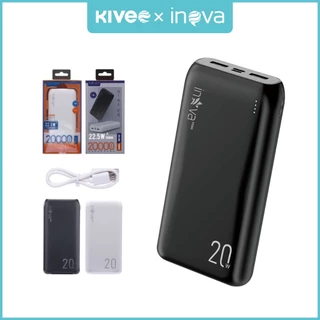 KIVEE x INOVA Carregador Portátil 20000mAh Power Bank, 3 Portas USB, Bateria Portátil Para iPhone Xiaomi Samsung, 22.5W