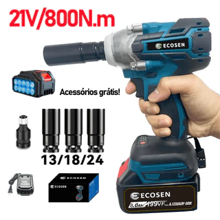 Chave elétrica sem fio com 2 baterias Chave elétrica de impacto Chave elétrica de torque sem escova