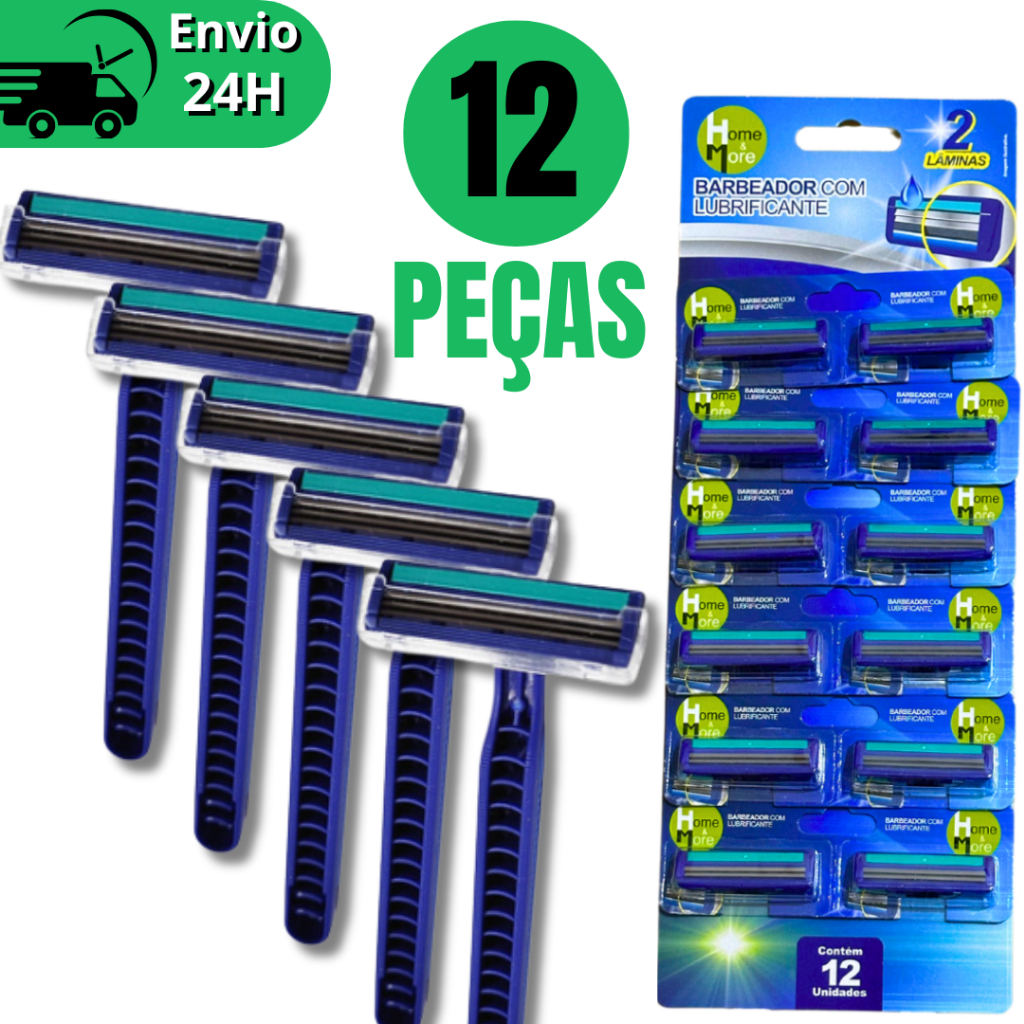 Kit 12 Gilete Presto Barba Profissional Aparelho Barbear 2 Laminas ...