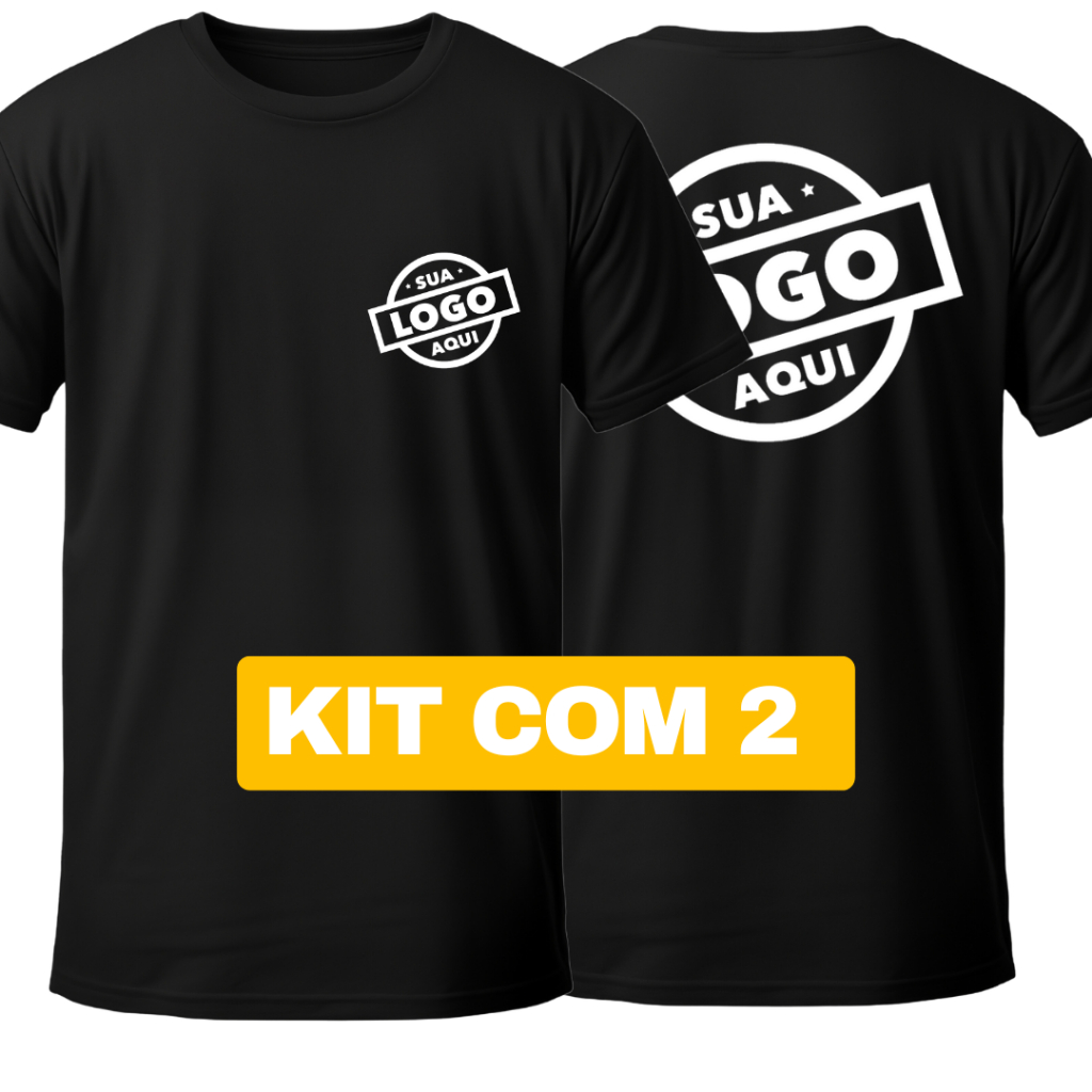 Kit 2 Camiseta Personalizada Uniforme Com Sua Logo 100% Algodão Envio ...
