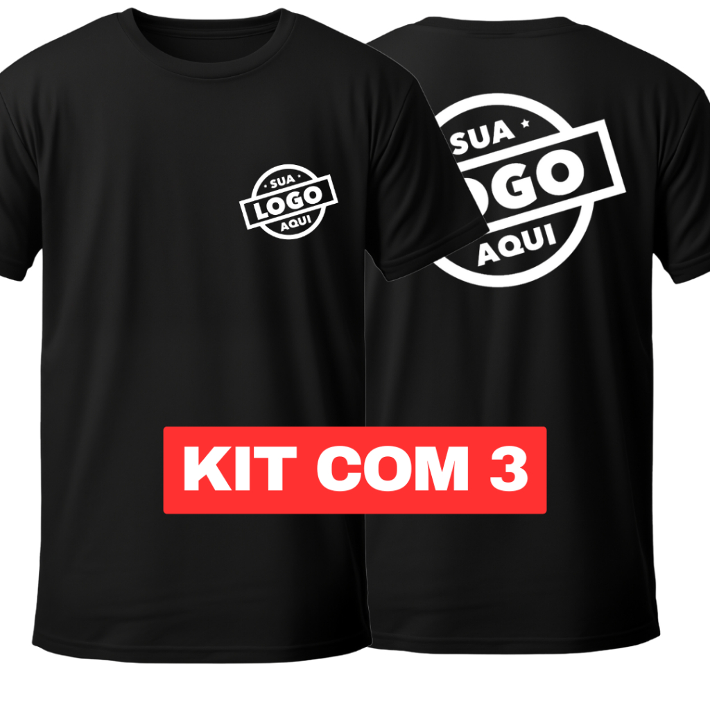 Kit 3 Camisetas Personalizadas Com Sua Logo 100% Algodão Envio Rápido