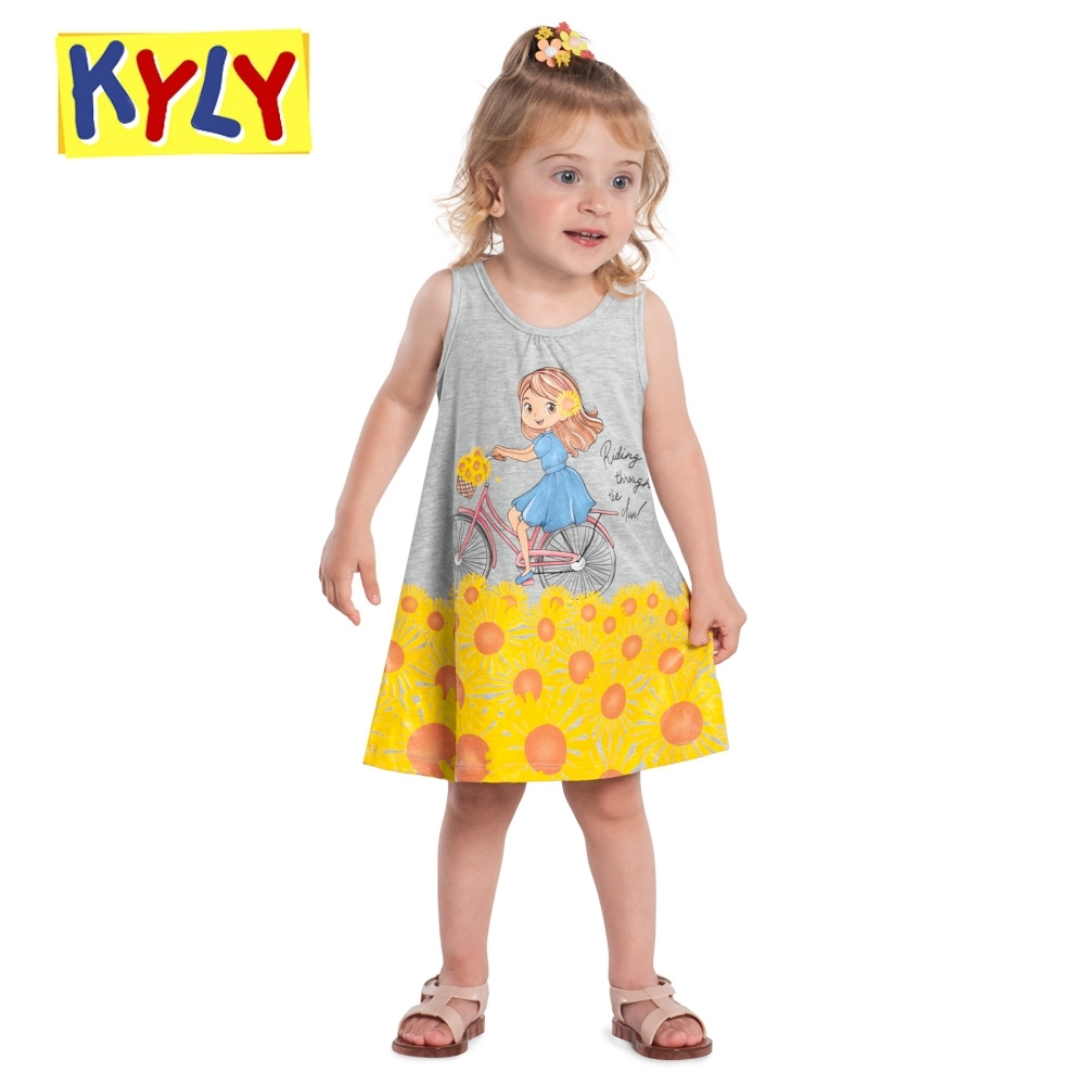 Vestido Infantil Kyly Verão Menina Meia Malha Confortável
