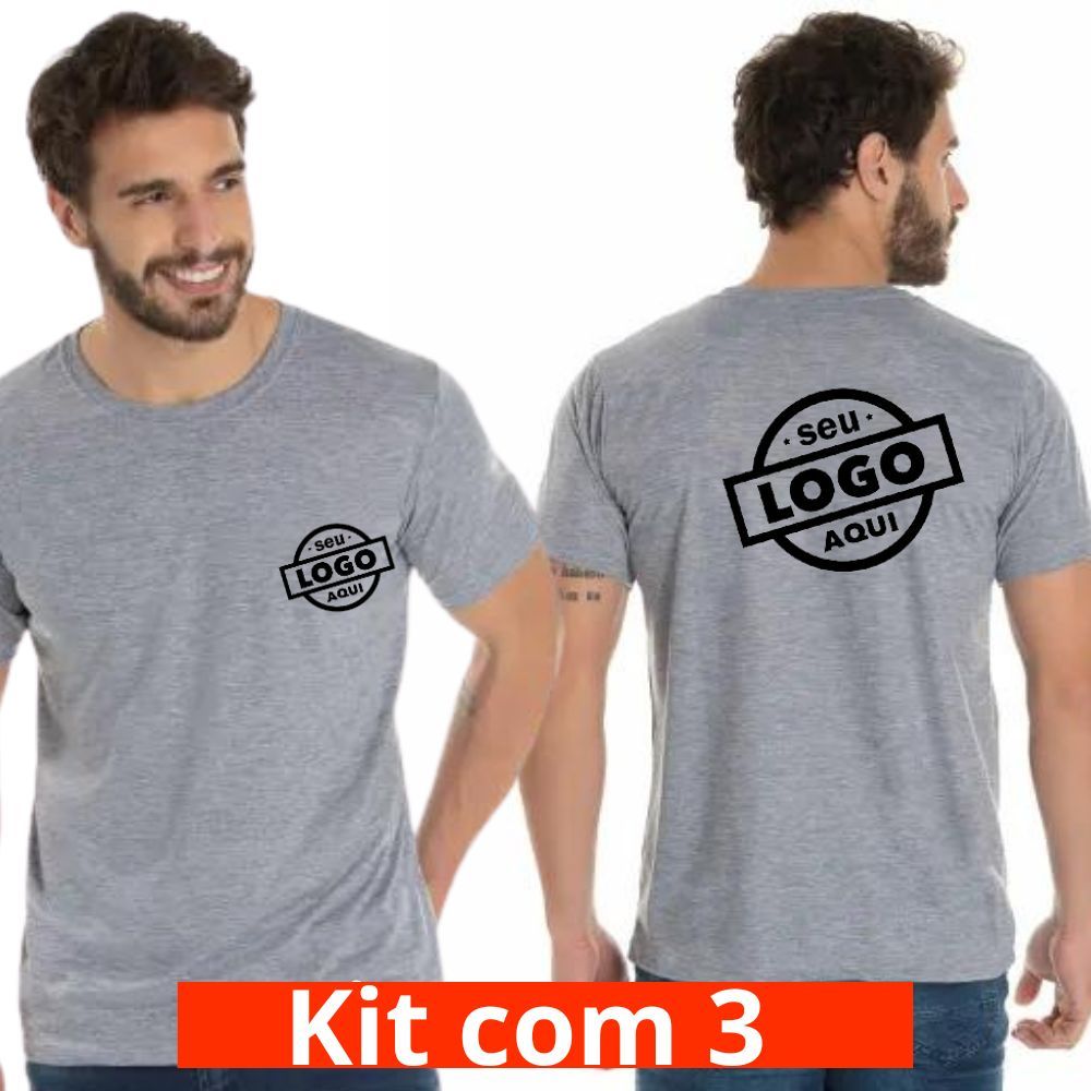 Kit 3 Camiseta Personalizada Com Sua Logo Ou Estampa Preferida Camisa 100% Algodão