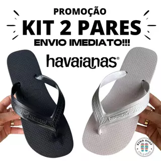 2 Chinelos Masculino Adulto, Preto e Branco 100% Confortável Original
