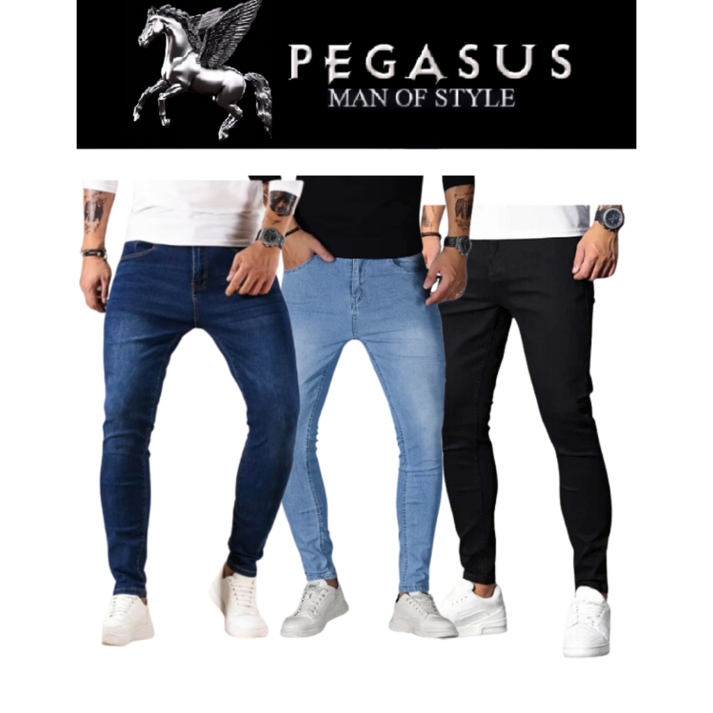 Kit 3 calças jeans masculina slim skinny original com elastano