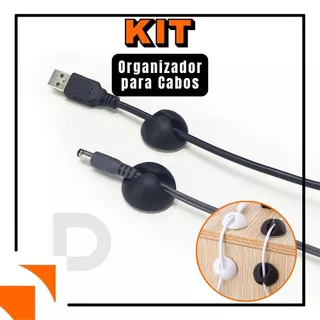 Kit Organizador de Fios e Cabos Autoadesivo Organização Casa Multiuso