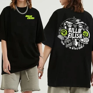 Camisa camiseta t-shirt básica "Billie Eilish GRAFITEverde fluorescente"