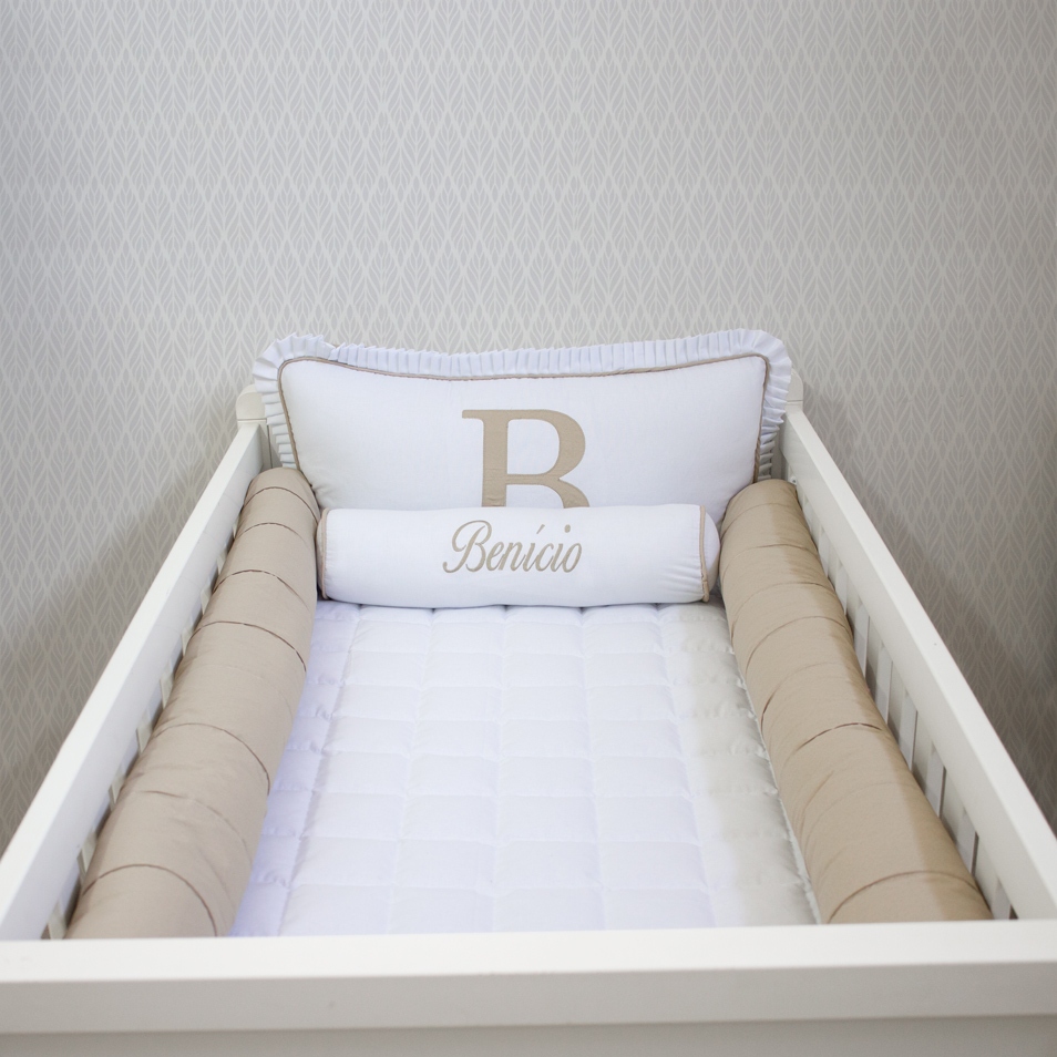 Kit Berço Rolo Personalizado | Cabeceira Baixa | Menino | Menina | Nome do Bebê | 08 Peças