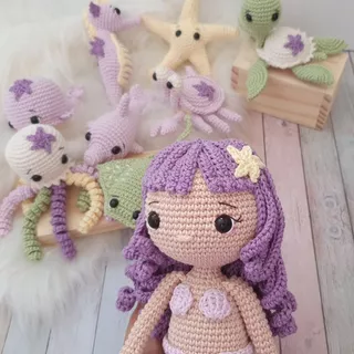 Kit Fundo do Mar e Sereia Amigurumi Decoração em Crochê