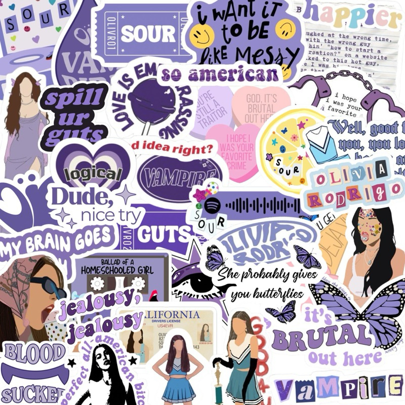 Kit 40 Adesivos Vinil Prova D´água Olivia Rodrigo + 1 Polaroid