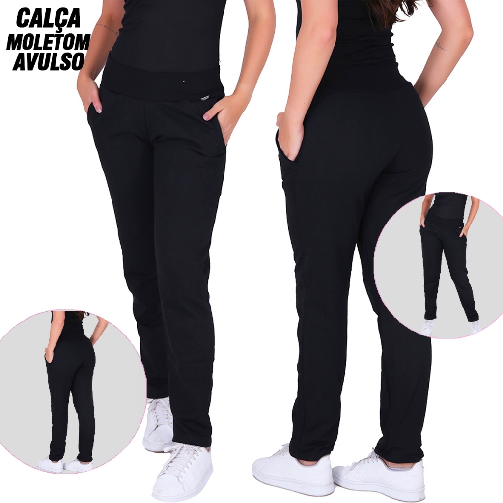 Calça de Moletom Feminina Algodão Felpado Peluciado