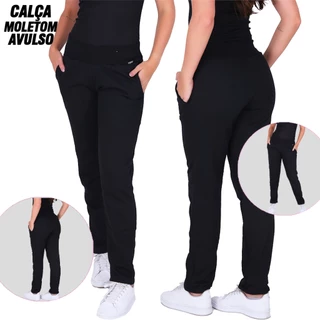 Calça de Moletom Feminina Algodão Felpado Peluciado