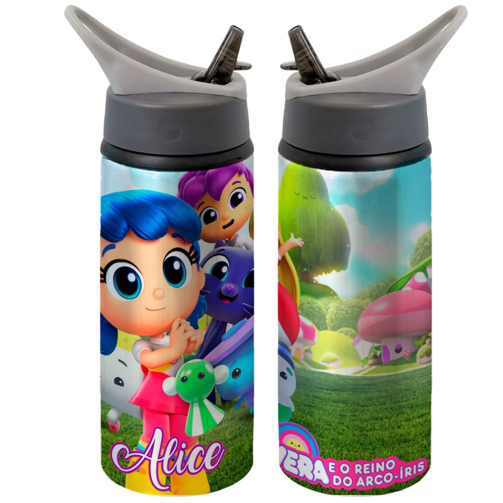 Garrafa Squeeze Vera e o Reino Do Arco Íris Desenho Infantil Escolar