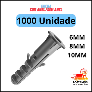 KIT 1000 BUCHA PLASTICA 06MM 08MM 10MM COM ANEL OU SEM ANEL