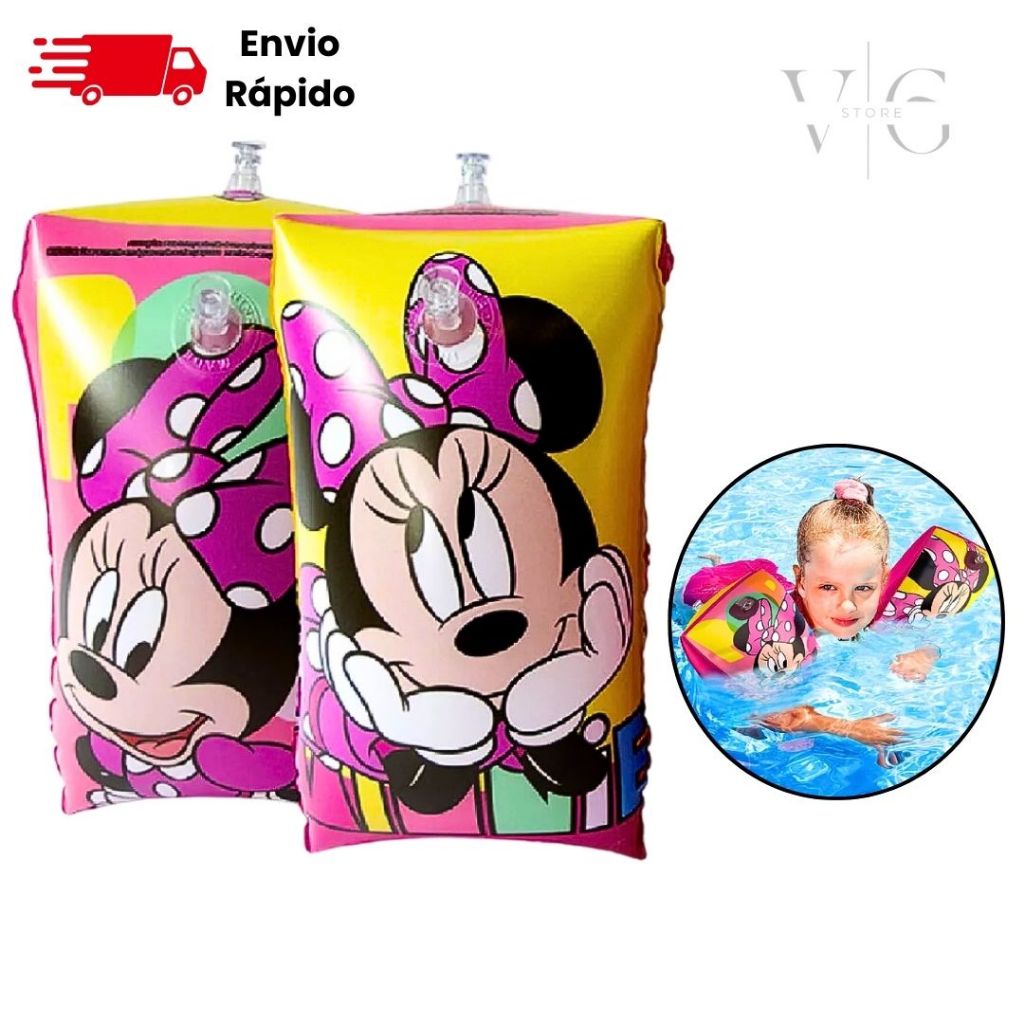 Boia De Braço Infantil Inflavel Para Piscina Menina Minnie Rosa ...