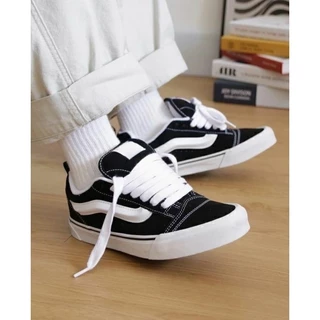 Tênis Skate Vault KNU Skool Vintage Bboy Casual Skate Preto E Branco Moda Promoção