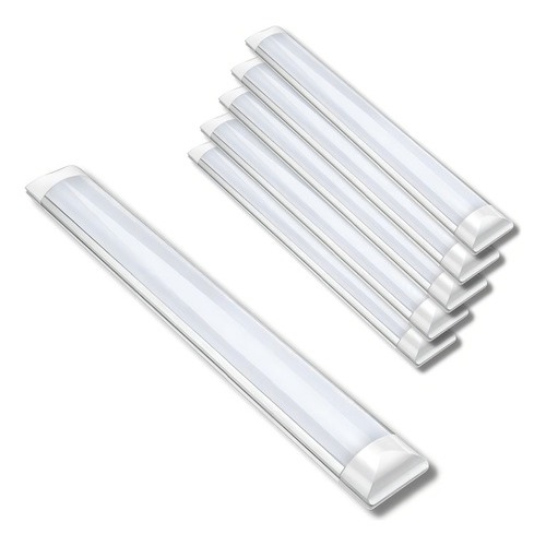 Kit 5 Luminária Led Branco Tubular Linear 120cm Sobrepor 45w