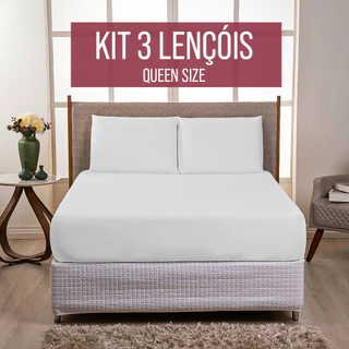 Kit 03 Lençol Cama Queen Size Avulso Com Elástico Na Volta Toda