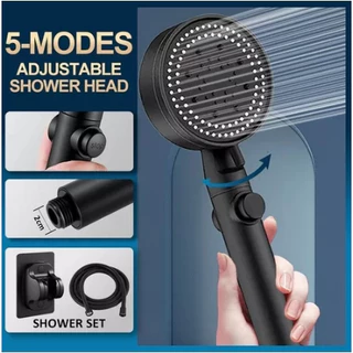 Chuveiro De Mão Kit Completo Conjunto De 3 Peças Ajustável Da Cabeça Preto Plástico ABS De Alta Pressão