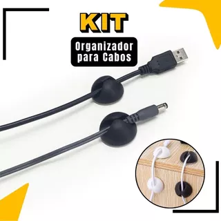 Kit Organizador de Fios e Cabos Autoadesivo Organização Casa Multiuso