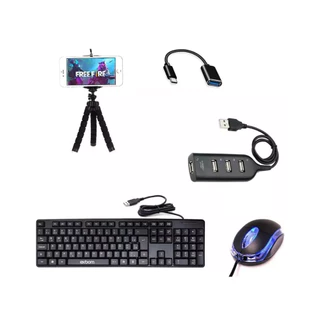 Kit Gamer Mobilador Teclado + Mouse Hub + Cabo Tipo C em Oferta na Shopee