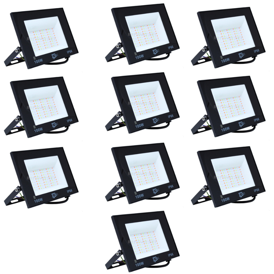 KIT Refletores LED Holofote RGB 100W Multicolorido com Controle ...