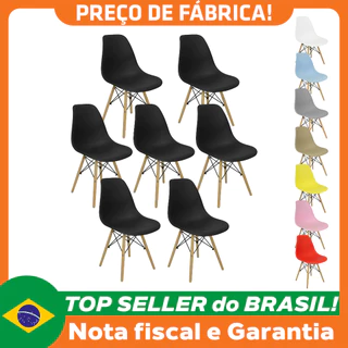 Kit 7 Cadeiras Charles Eames Eiffel Wood Design Varias Cores