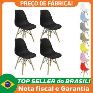 Kit 4 Cadeiras Charles Eames Eiffel Wood Design Varias Cores em Oferta na Shopee