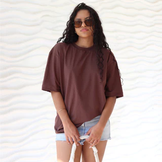 Camiseta Feminina Camisa Oversized Streetwear Gola Alta 100% Algodão Básica Casual