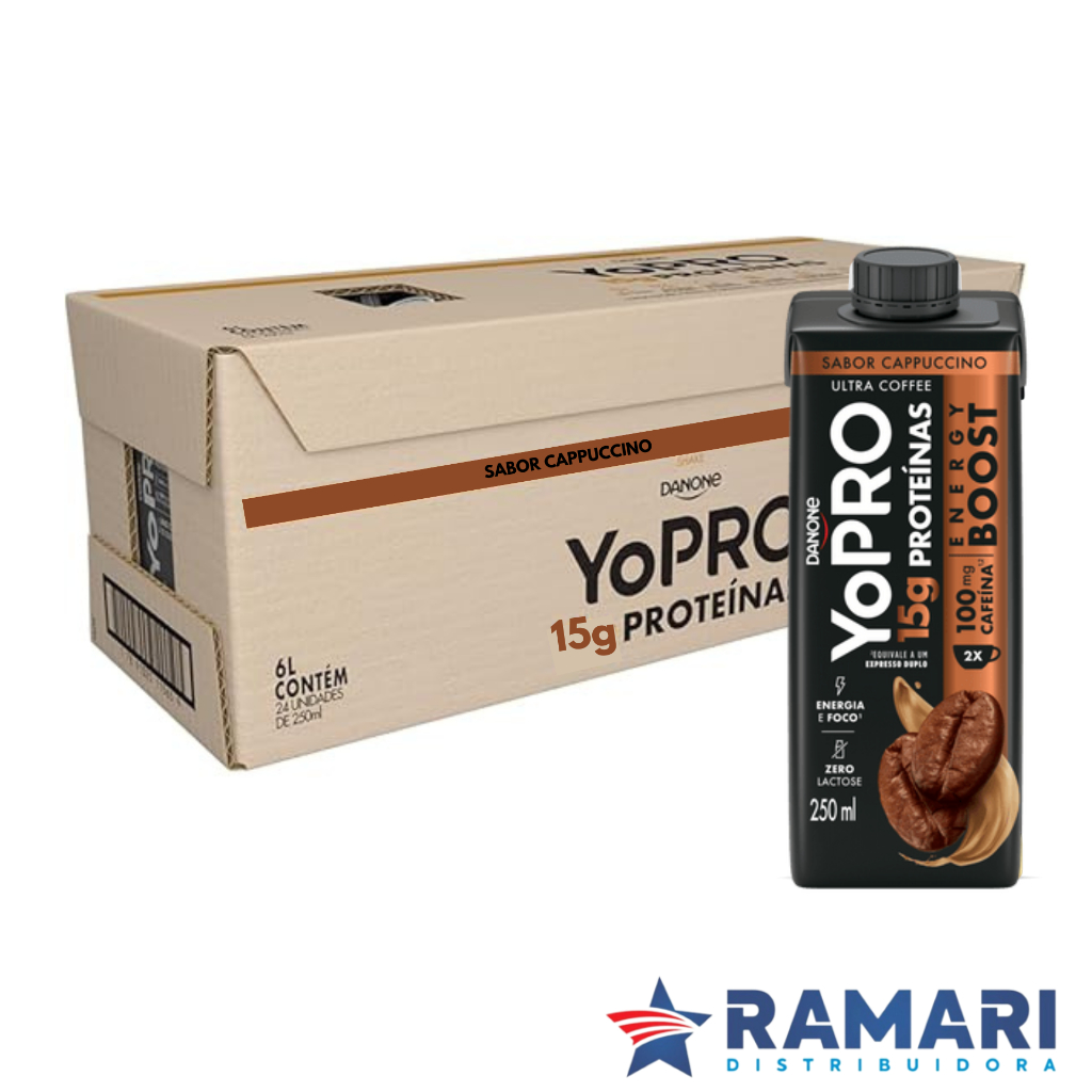 YoPRO Bebida Láctea Cappuccino 15g de Proteínas 250ml - 24 Unidades ...