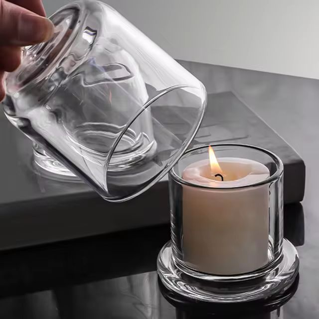 Porta velas de vidro 210ml com cúpula de vidro copo para velas | Shopee ...