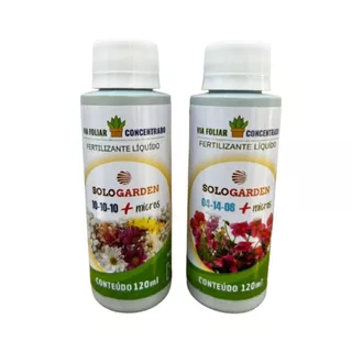 Kit fertilizante NPK 10-10-10 + 04-14-08 Concentrado rende 24litros Plantas Flores Frutas 120ml cada
