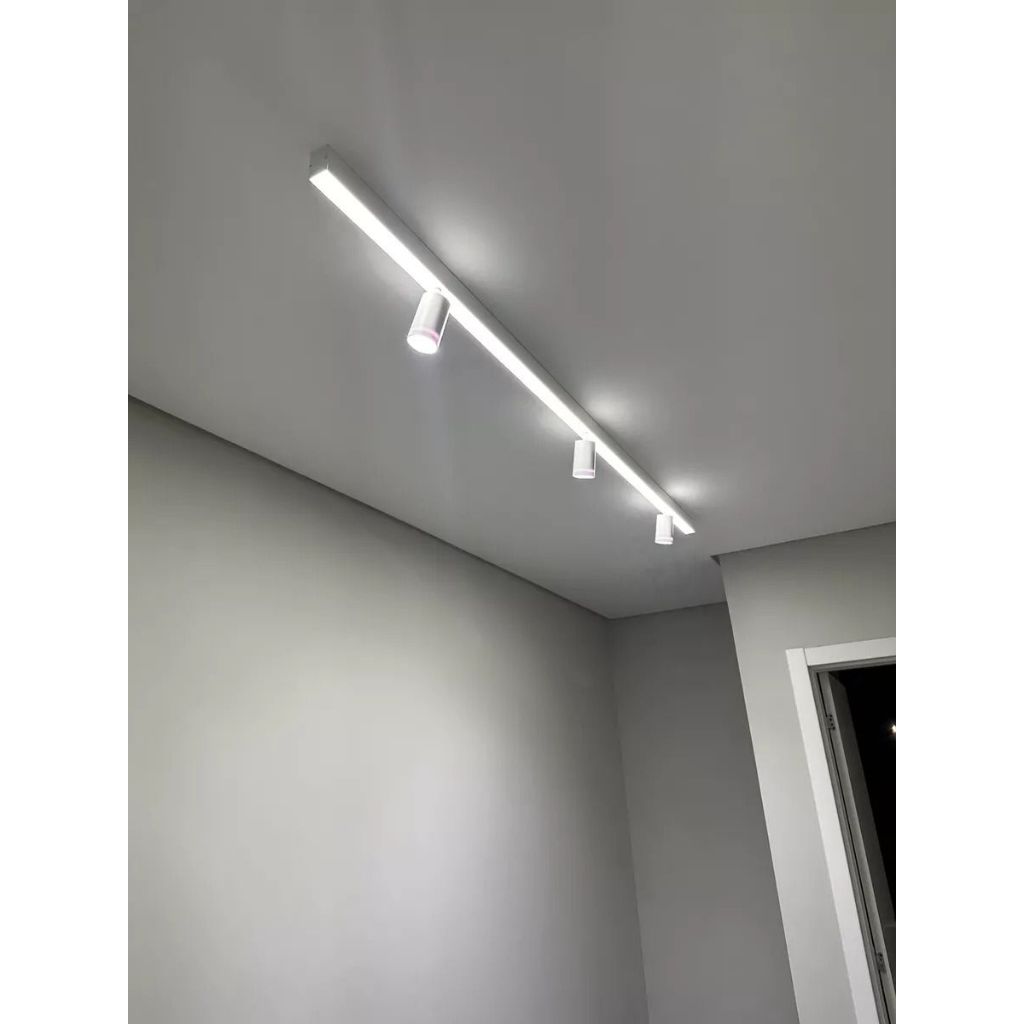 Luminaria Pontual 1 metro com 3 Spots Branco Bivolt Perfil Ligação Independente ENVIO IMEDIATO