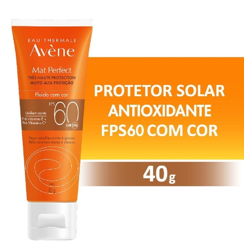 Protetor Solar Fluido Avene Mat Perfect com Cor FPS60 40g | Shopee Brasil