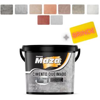 Massa Efeito Cimento Queimado Cores 5.6kg Com Espátula P/ Aplicação de Brinde - Maza Cores