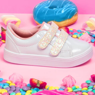 Tênis Infantil Feminino Tininha Calce Facil Menina Brilho Velcro Escolar