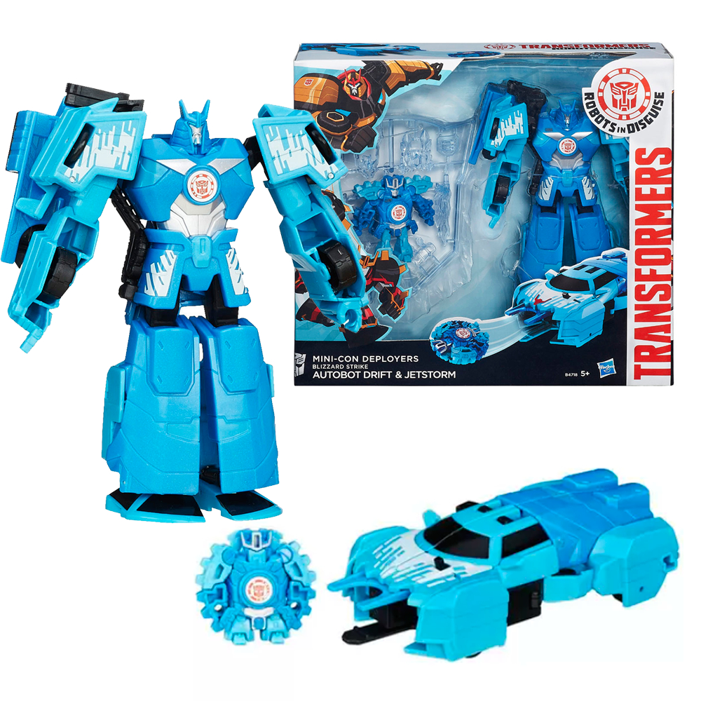 Boneco Transformers Autobot DRIFT + JETSTORM robots in Disguise