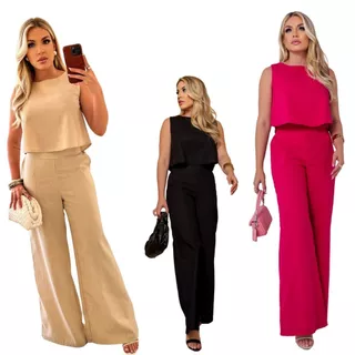 Conjunto Feminino Calça + Blusa Linho