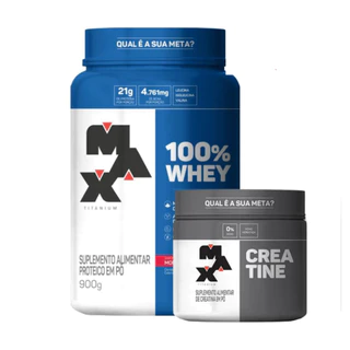 kit Whey 100% Max Titanium 900g Pote + Creatina Max Titanium 100g